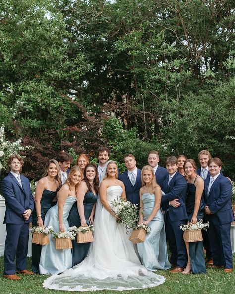 The bridal Ｐａｒｔｙ 🍾 And still not over these bridesmaids carrying baskets. 🤍 Happy Friday! @taylormillsphoto @meggybru @fairfield_place Light Blue Bridal Party, Light Blue Wedding Party, Bridal Party Blue, Bridesmaid Basket, Blue Bridal Party, Blue Wedding Party, Bridal Party Color Schemes, Bridal Parties Colors, 2025 Wedding