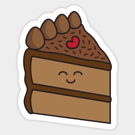 Chocolate Drawing Aesthetic, Chocolate Cake Drawing, Cute Cake Sticker, Stiker Cake, Chocolate Sticker, Kawaii Chocolate, Chocolate Drawing, Cake Stickers, Snickers Cake