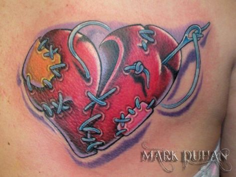 Stitched Heart Tattoo, White Heart Tattoos, Hand Heart Tattoo, Heart Flower Tattoo, Heart Outline Tattoo, Heart Tattoos With Names, Heart With Wings Tattoo, Flag Tattoos, Heart Tattoo Wrist