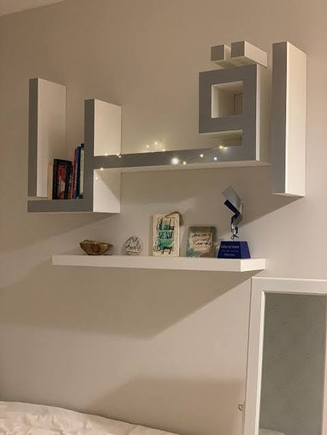 Salaah Room, Floating Bookshelf, Floating Shelves, Bookshelves, Bathroom Lighting, Lighted Bathroom Mirror, Room Ideas, Bathroom Mirror, Floating