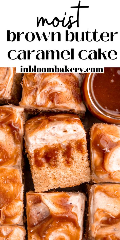 Brown Butter Caramel Sauce, Deserts With Caramel, Brown Butter Vanilla Cake, Browned Butter Desserts, Brown Butter Caramel Cake, Brown Butter Dessert Recipes, Brown Butter Desserts, Catering Pastries, Senior Cakes