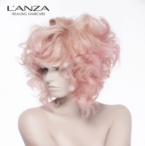 Beauty Is...Free. Cotton candy pink  curly hair for the L'ANZA 2016 Spring/Summer Collection! Pastel Pink Curly Hair, Short Pink Curly Hair, Pink Fluffy Hair, Pink Hair Curly, Fluffy Pink Hair, Candy Hairstyles, Pink Wavy Hair, Pink Hair Character, Candy Pink Hair