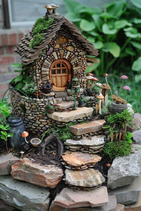 Mini Choses, Garden Corner Ideas, Rustic Trellis, Faerie Garden, Fairy Tree Houses, Fairy Garden Plants, Fairy House Crafts, Garden Areas, Garden Corner