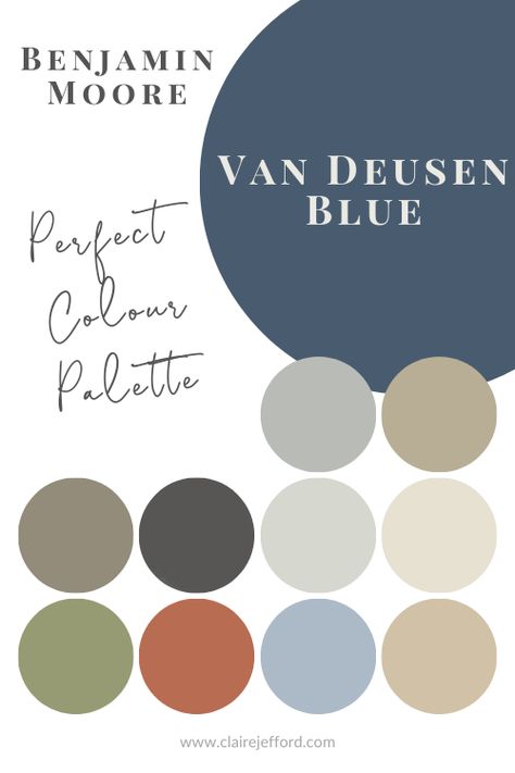 Benjamin Moore Van Deusen Blue Colour Review by Claire Jefford Railings Farrow And Ball Exterior, Farrow And Ball Railings Colour Palette, Farrow And Ball Painted Floors, Railings 31 Farrow And Ball, Railings Farrow And Ball Bathroom, Snug Colour Scheme, Rangwali Farrow And Ball Living Room, Farrow And Ball Railings Colour Schemes, Downpipe Farrow And Ball Colour Scheme