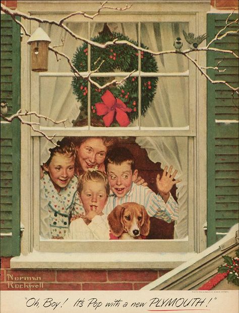 Norman Rockwell Christmas, Norman Rockwell Art, Rockwell Paintings, Norman Rockwell Paintings, Looking Out The Window, Images Vintage, Old Fashioned Christmas, Christmas Past, Norman Rockwell