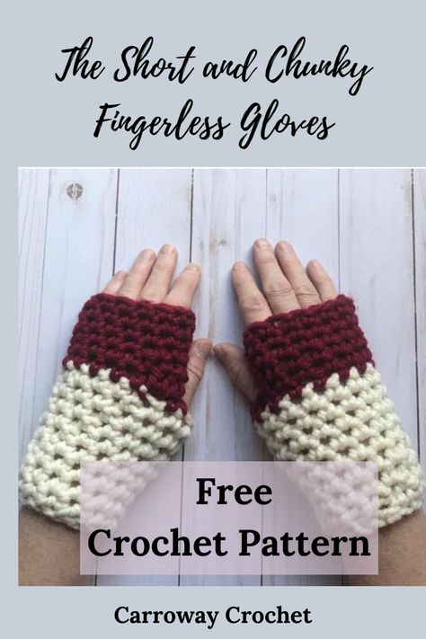 Make the easiest fingerless gloves ever with this free fingerless gloves crochet pattern . And they are so cool and fashion foreword.  Using super bulky yarn they make up super fast.  And you have two styles to choose from. Make these crochet fingerless gloves in one solid colour or in the super trendy colour block style.  This is a great beginner friendly free fingerless gloves crochet pattern and you can even make them for your friends and family. They make the perfect gift. Diy Crochet Shorts, Fingerless Gloves Free Pattern, Chunky Wool Crochet, Gloves Free Pattern, Carroway Crochet, Fingerless Mittens Crochet, Crochet Fingerless Gloves Free Pattern, Gloves Crochet Pattern, Wearable Crochet