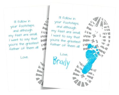 PRICES MAY VARY. Tell dad you love him with this footprint craft for kids! This personalized print design is a thoughtful keepsake for Father's Day, birthdays, or any special occasion. It's EASY to personalize: stamp your child's footprint (recommended washable paint, marker, or ink) The poem reads: I'll follow in your footsteps, and although my feet are small, I want to say that you're the greatest [father] of them all! So meaningful! Gift your dad unique watercolor and footprint craft as Fathe Crafts For Pre K, Baby Footprint Art, Fathers Day Poems, Footprint Keepsake, Footprint Craft, Handprint Craft, Footprint Art, Washable Paint, Fathers Day Crafts