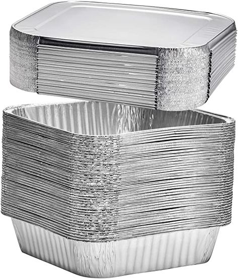 Amazon.com: 8" Square Disposable Aluminum Cake Pans - Foil Pans perfect for baking cakes, roasting, homemade breads | 8 x 8 x 2 in with Flat Lids (20 count): Kitchen & Dining Aluminum Foil Pans, Disposable Food Containers, Baked Lasagna, Homemade Breads, Single Serving Recipes, Aluminum Tray, Baking Cakes, Aluminum Pans, No Bake Brownies