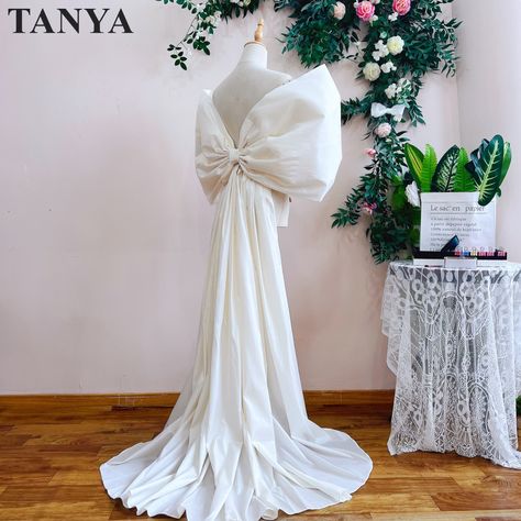 54.6US $ 30% OFF|Beige Taffeta Bow Cape For Wedding Big Bownot Detachable Train Bridal Wrap Romantic Shawl Bride Accessories| |   - AliExpress Bow Sleeves, Bow Wedding, Bow Wedding Dress, Detachable Train, Bridal Wrap, Bride Accessories, Big Bows, Formal Attire, Shawl