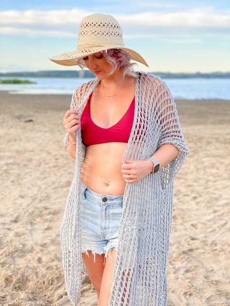 Beach Coverup Pattern, Lakeside Beach, Knitted Swimsuit, Free Knitting Patterns, Beach Wrap, Purl Stitch, Wrap Pattern, Summer Patterns, Knit Stitch