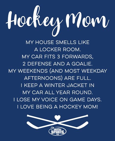 Celebrate and Thank your Hockey Mom this Mother's Day and everyday for all they do! Check out our Hockey Mom Shop for great gifts. Hockey Mom Quotes, Hockey Mom Quote, Goalie Quotes, Hockey Crafts, Quotes Girlfriend, Hockey Mom Gifts, Hockey Apparel, Hockey Room, Hockey Party