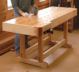 Woodworking Workbench Plans | the essential workbench this classic bench combines the best of the ... Wooden Work Bench, Fine Woodworking Furniture, Bookcase Plans, Workbench Designs, Plywood Boat Plans, Plywood Boat, Woodworking Shop Plans, Woodworking Bench Plans, Diy Workbench