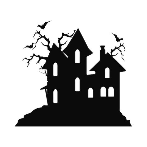 Vector black and white haunted house sce... | Premium Vector #Freepik #vector #kids-house #cute-house Wednesday House, Harvest Illustration, Haunted House For Kids, Spooky Houses, House Clipart, House Template, Spooky Stories, Spooky House, Halloween Vector