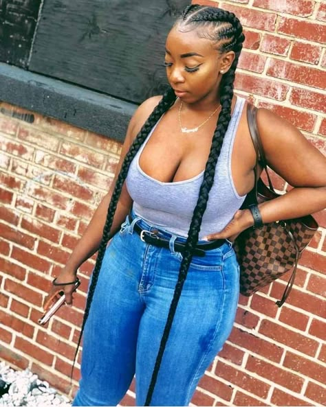 Long Cornrows, Two Braid Hairstyles, Feed In Braids Hairstyles, Feed In Braids, African Hair Braiding Styles, Feed In Braid, Braided Cornrow Hairstyles, Braids Hairstyles Pictures, Two Braids