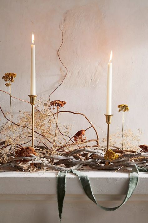 Twisted Vine Ring Garland | AnthroLiving Winter Tablescapes, Mantle Ideas, Christmas Decs, Dutch Masters, Vine Ring, Wood Candle, Spring Event, Branch Decor, Wood Candles