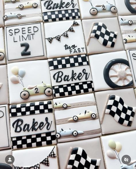 Race Car Sugar Cookies, Two Fast Cookies, Racing Cookies, Race Car Cookies, Motocross Birthday Party, Motocross Birthday, Car Cookies, Talladega Nights, 2nd Birthday Party For Boys