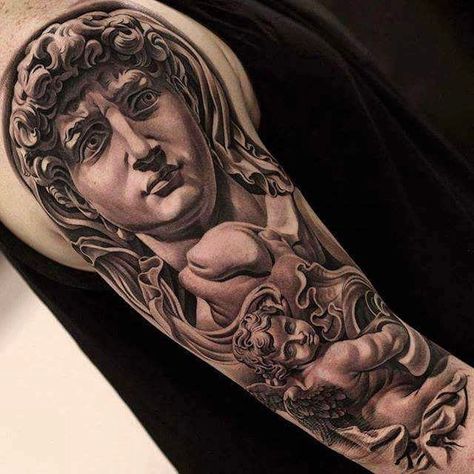 Dotwork Pattern, Michelangelo Tattoo, New Age Tattoo, Michelangelo David, David Michelangelo, Wave Photo, David Tattoo, Italy Tattoo, Zeus Tattoo