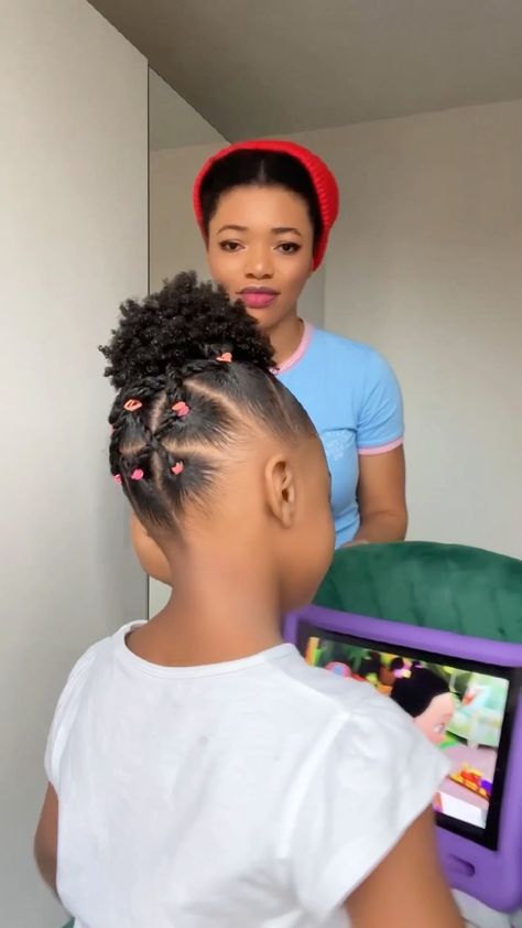 Flower Girl Hairstyles Black Kids, Olivia Ogesam, Olivia Chukwu, Girl Hairstyles Black Kids, Girl Hairstyles Black, Baby Hairstyle, Band Hairstyles, Cute Messy Buns, Rubber Band Hairstyles