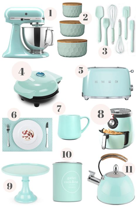 Mint Green Kitchen Decor from Amazon - DIY Darlin' Seafoam Green Kitchen Decor, Mint Kitchen Appliances, Seafoam Green Kitchen Accents, Mint Green Kitchen Appliances, Mint Green Kitchen Accessories, Mint Kitchen Ideas, Mint Green Kitchen Decor, Mint Kitchen Accessories, Mint Kitchen Decor