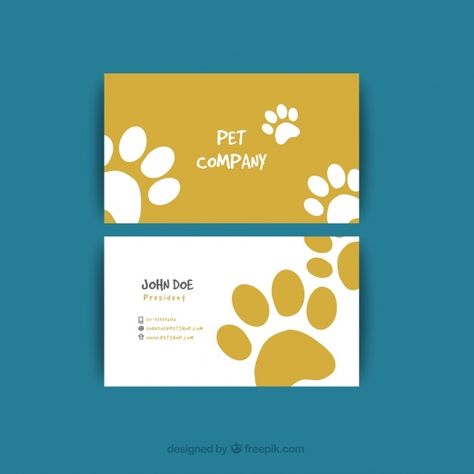 Visiting card with tracks for pet shop F... | Free Vector #Freepik #freevector #logo #business-card #business #card Pet Store Design, Pet Shop Logo, Pet Care Business, Pet Branding, Pet Hotel, Name Card Design, Visiting Card Design, Pet Businesses, Pet Clinic