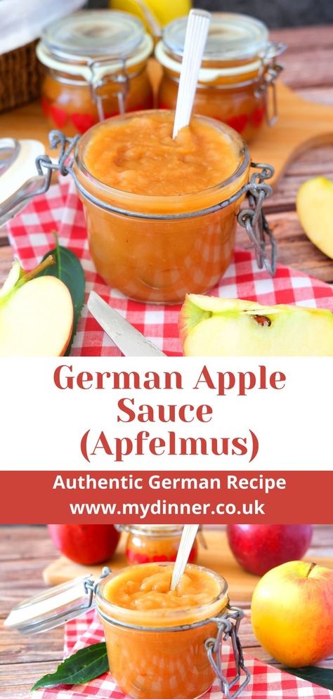 a jar of apple sauce Easy Apple Sauce Recipes, Canning Apple Sauce, German Rice, Easy Apple Sauce, Preserving Apples, Canned Applesauce, Canning Apples, German Dishes, German Food Authentic