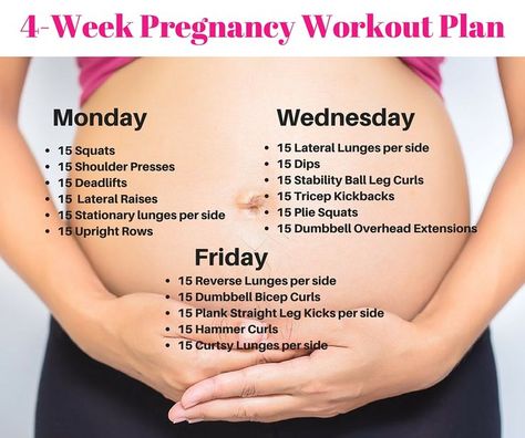 Pregnancy Workout Plans and ideas.  http://michellemariefit.com/4-week-pregnancy-workout-plan/ Pregnant Workout, Pregnancy Workout Plan, Plie Squats, Tricep Kickback, Pregnancy Diet, Baby Workout, Prenatal Workout, Pumping Moms, Pregnancy Health