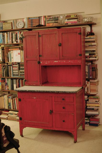 this pretty red cabinet from Marisa/Food in Jars on flickr. Also has a great website www.foodinjars.com Red Cabinet, Hoosier Cabinets, Hoosier Cabinet, Screen Porch, Primitive Furniture, Peeling Paint, Red Kitchen, Primitive Decorating, Country Kitchen