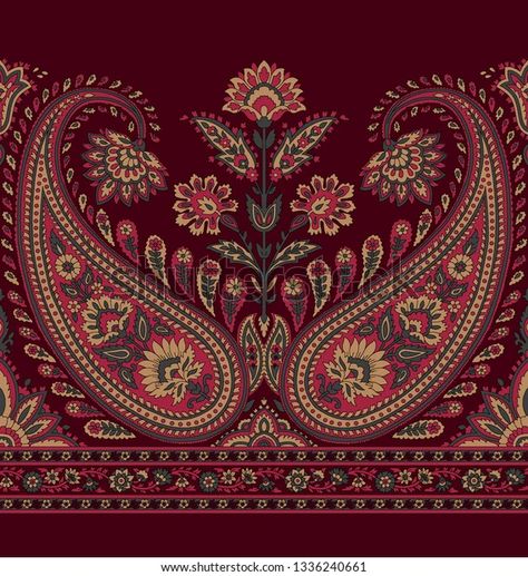 Fashion Sketch Template, Indian Paisley, Paisley Border, Paisley Print Design, Mughal Art Paintings, Greek Pattern, Lotus Art, Folk Art Flowers, Print Design Art