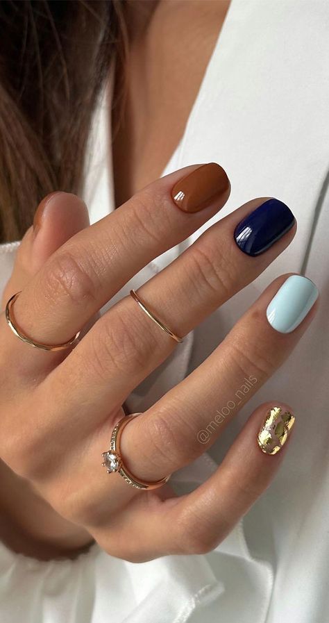 Fall Nails, Fall Nail Ideas, Autumn Nails, Autumn Nail Ideas, Autumn Nail Colours, Fall Nail Designs, Fall French Manis Nails And Rings, Kutek Disney, Smink Inspiration, Minimal Nails, Casual Nails, Classy Acrylic Nails, Makijaż Smokey Eye, Short Nail Designs, Dipped Nails