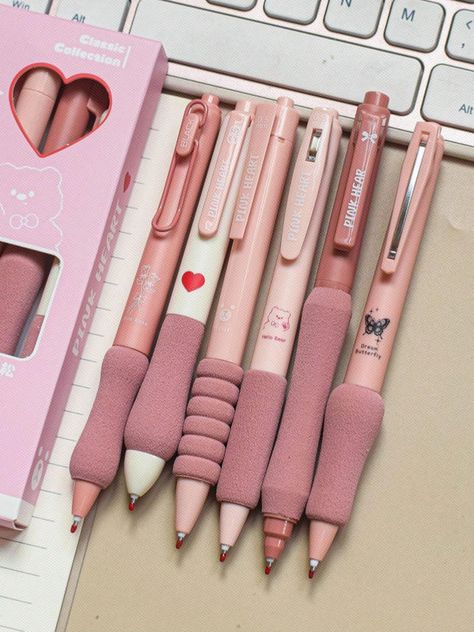 Pink Stationary School Supplies, Pink School Supplies, Shein Stuff, Preppy School Supplies, Pink Pen, Cute Outfits With Shorts, Pretty School Supplies, Stationery Obsession, Cute Stationary School Supplies