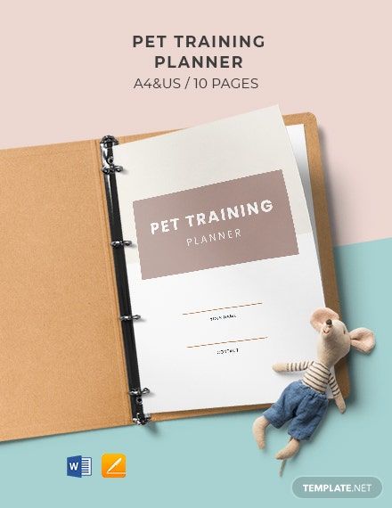 FREE Sample Dog Training Planner Template - Word (DOC) | Apple (MAC) Pages Training Planner, Pet Care Business, Basic Planner, Free Planner Templates, Editable Planner, Simple Planner, Dog Business, Planner Minimalist, Health Planner