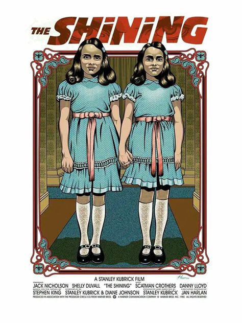 New glow-in-the-dark poster for 'The Shining' featuring the Grady Twins The Grady Twins, The Shining Poster, Grady Twins, The Shining Twins, Concert Poster Art, Gallery Exhibition, Dark Ink, Magic The Gathering Cards, Book Posters