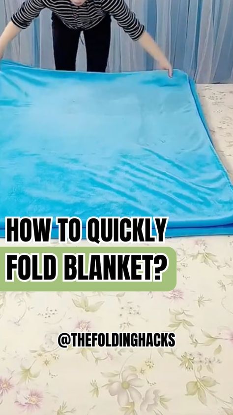 The Folding Hacks | Follow @thefoldinghacks for more content like this! Drop a ❤️ if this is helpful! How to quickly fold blanket 📚 #foldingclothes #organize … | Instagram How To Fold Large Blankets, Fold Flat Sheet, Folding Blankets For Storage, Folding Large Blankets, How To Fold Big Blankets, Folding Blankets Into Pillow, How To Fold A Comforter, How To Fold Throw Blankets, Fold Blankets To Save Space