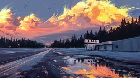 ArtStation - Horizon, Alena Aenami Alena Aenami, L Wallpaper, Desktop Wallpaper Art, Futurama, Fantasy Art Landscapes, Deviant Art, Digital Art Illustration, Colorful Landscape, Wallpaper Art