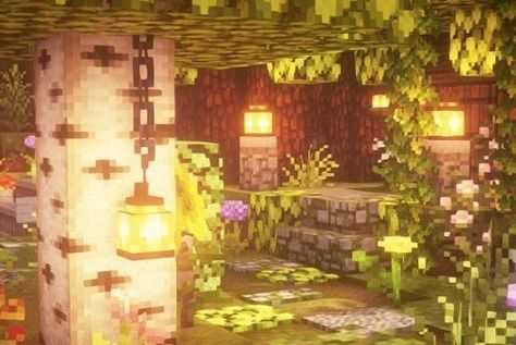 Overgrown Garden Minecraft, Aesthetic Minecraft Banners, Bee Garden Minecraft, Minecraft Bee Aesthetic, Minecraft Overgrown House, Overgrown Minecraft Builds, Overgrown Minecraft, Minecraft Overgrown, Pretty Minecraft