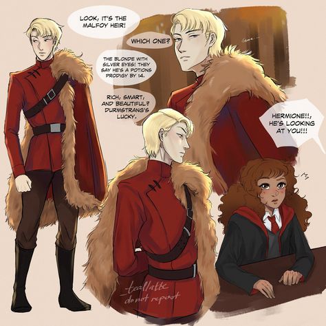 Durmstrang Draco, Hermione Malfoy, Hp Ships, Hp Fanart, Draco And Hermione Fanfiction, Draco Malfoy Fanart, Slytherin Boys, Dramione Fan Art, Draco And Hermione