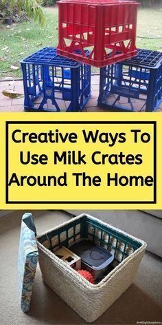 Milk Crate Hacks, Ideas For Milk Crates, Storage Ideas Using Milk Crates, Repurposed Milk Crates, Milk Crate Storage Diy, What To Do With Milk Crates, Things To Do With Milk Crates, Milk Crate Bookshelf Diy, Milk Crates Diy Storage