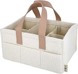 Teddy Sherpa Diaper Caddy - Beige Baby Nursery Organizer for Diapers and Baby Essentials, Neutral Nursery, Baby Registry Must Have, Portable Diaper Storage Basket Beige Baby Nursery, Baby Nursery Organization, Diaper Storage, Diaper Organization, Beige Baby, Baby Registry Must Haves, Diaper Caddy, Nursery Style, Baby Baskets