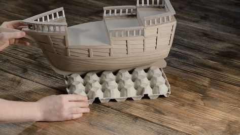 DIY Cardboard Pirate Ship : 8 Steps (with Pictures) - Instructables Cardboard Pirate Ship Diy, Ship Crafts For Kids, Pirate Ships Diy, Dnd Builds, Ship Model Diy, Cardboard Pirate Ship, Homemade Pirate Costumes, Cardboard Boat, Pirate Ship Model