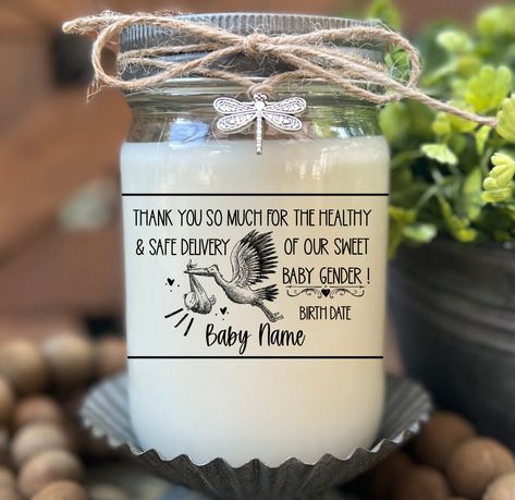 Obgyn Doctor Stork Delivering Gift Candle Personalized OB Gift Labor and Delivery Midwife #personalizedgift #appreciationgift #doctorgift #personalizeddoctor #doctorcandle Obgyn Doctor, Container Candles, Gift Candle, Labor And Delivery, Doctor Gifts, Fresh Apples, Baby Gender, Ice Cream Cake, White Gifts