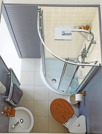 Toilet Closet, Makeover Kamar Mandi, Small Shower Room, Bilik Air, Cabin Bathroom, Small Bathroom Layout, Bathroom Dimensions, Toilet Sink, Small Showers