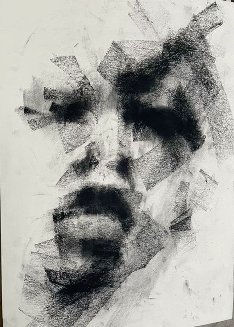 Abstract Charcoal Portrait, Abstract Charcoal Drawing, Abstract Charcoal Art, Charcoal Sketching, Charcoal Abstract, Charcoal Sketches, Choose Her, Dark Acadamia, Portrait Drawings