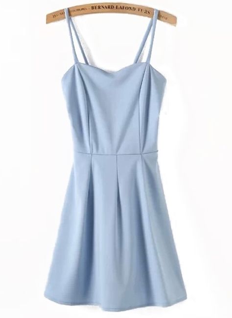 Light Blue Spaghetti Straps Skater Short Dress | SHEIN USA Light Blue Skater Dress, Dress Shorts Outfit, Blue Skater Dress, Dress Tight, Blue Summer Dresses, Trendy Skirts, Trendy Dress, Short Dresses Casual, Blue Outfit