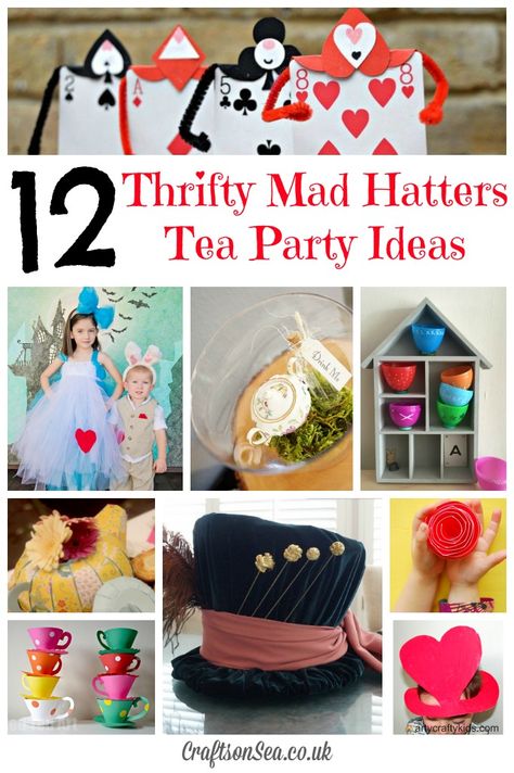 Thrifty Mad Hatters Tea Party Ideas: Tuesday Tutorials - Crafts on Sea Desserts Cheesecake, Mad Hatters Tea Party, Tea Party Ideas, Rose Cupcake, Alice In Wonderland Tea Party Birthday, Picnic Recipes, Wonderland Birthday, Alice Tea Party, Mad Hatter Party