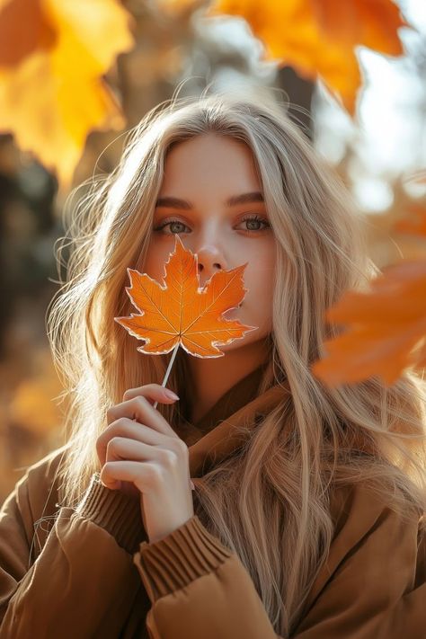 Autumn Park Photography, Fall Aesthetic Photoshoot, Autumn Portrait Photography, Fall Portrait Photography, Autumn Photography Portrait, Autumn Portrait, Fall Senior Portraits, Girl With Blonde Hair, Female Portrait Poses