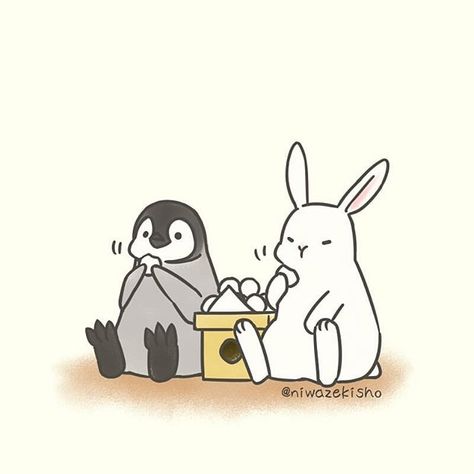 Rabbit Matching Pfp, Kawaii Penguin Drawing, Penguin Wallpaper, Penguin Cartoon, Penguin Drawing, Kawaii Penguin, Penguin Art, Bunny Drawing, Rabbit Art