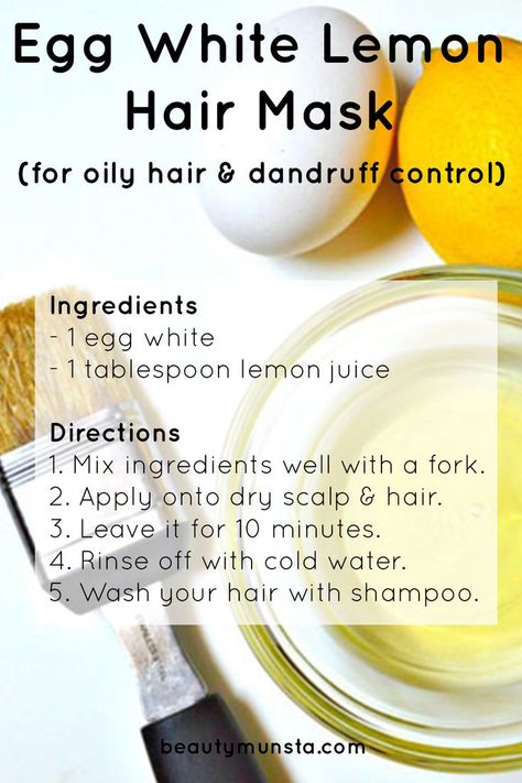 Learn how to prepare an egg white lemon hair mask at home for beautiful, clean and shiny hair & scalp! Lemon Hair Mask, Hair Mask For Oily Hair, Mask For Oily Hair, Hair Mask At Home, Hair Mask For Dandruff, Egg Hair Mask, Lemon Hair, Stop Hair Breakage, Herbs For Hair