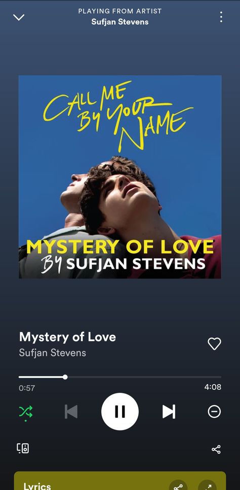 Mystery Of Love, Name Songs, Sufjan Stevens, Call Me By Your Name, Love Song, Song Playlist, Beautiful Stories, Love Songs, Your Name