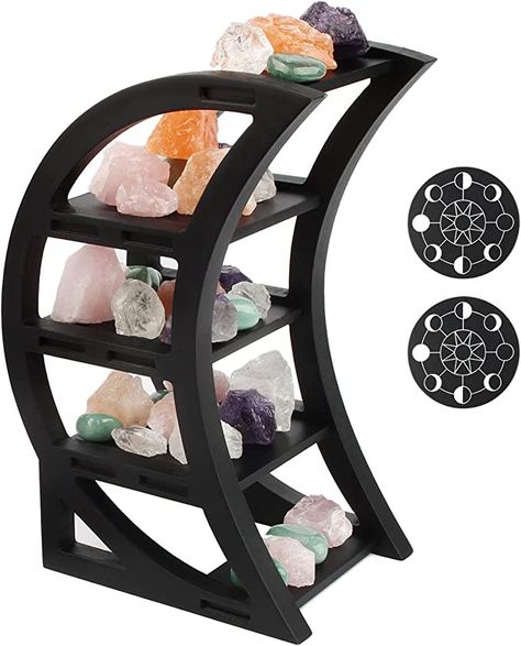 Amazon.com: Kiusatig Moon Shelf Crystal Shelf Display Crescent Moon Shelf Crystal Holder Black Shelves for Goth Room Decor Boho Shelf Decor for Room,Table, Wiccan Decor,Moon Decor : Home & Kitchen Crystal Shelf Display, Crystal Collection Display, Boho Shelf Decor, Boho Shelf, Moon Shelf, Crystal Shelf, Wood Moon, Goth Room Decor, Crystal Room