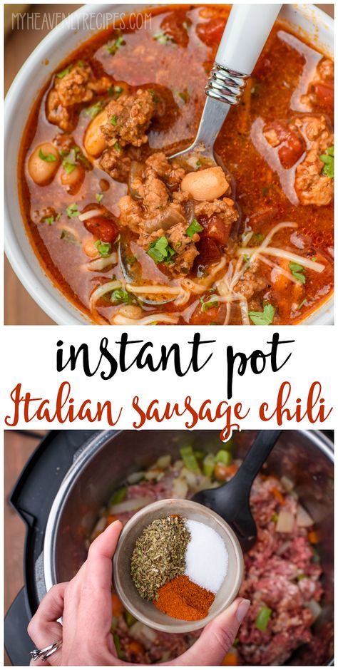 Instant Pot Italian Sausage, Italian Sausage Chili, Sausage Chili Recipe, Crockpot Italian Sausage, Instant Pot Italian, Sausage Chili, Chili Chili, Pot Recipes Healthy, Italian Sausage Soup